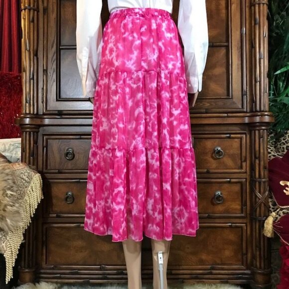 NWOT Linea Louis Dell'Olio Fuchsia Cloud Tiered Skirt - Picture 3 of 10